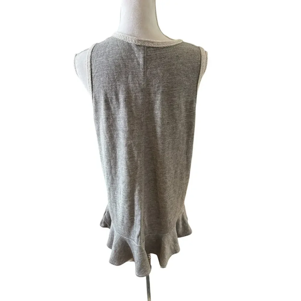 Free People Terry Cloth Babydoll Flounce Hem Mini Dress Gray M
